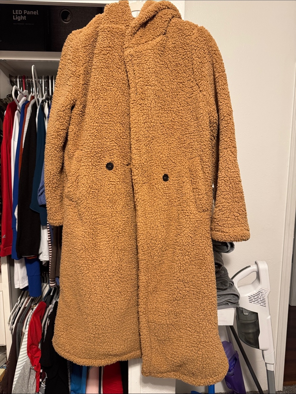 Cozy Teddy Faux Shearling Long Coat - Camel